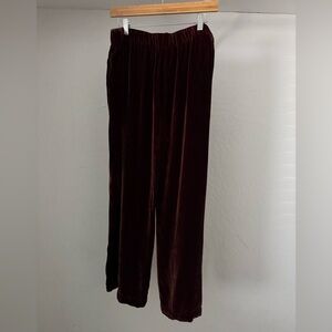 1990s Red-Brown Soft and Fluid Velvet Pants